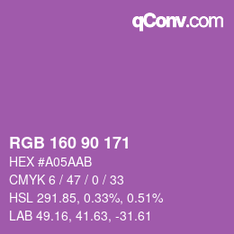 Farbcode: RGB 160 90 171 | qconv.com