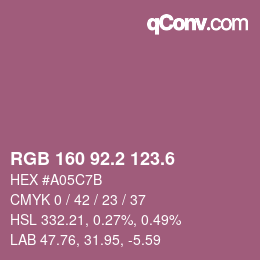 カラーコード: RGB 160 92.2 123.6 | qconv.com