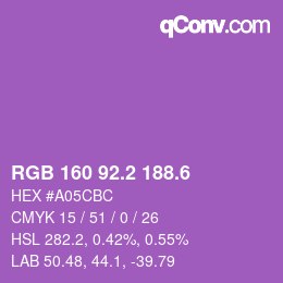 カラーコード: RGB 160 92.2 188.6 | qconv.com
