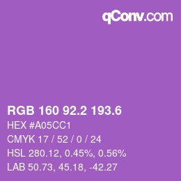 カラーコード: RGB 160 92.2 193.6 | qconv.com