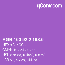 カラーコード: RGB 160 92.2 198.6 | qconv.com