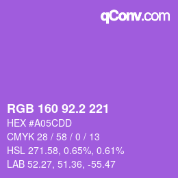 カラーコード: RGB 160 92.2 221 | qconv.com
