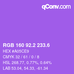 カラーコード: RGB 160 92.2 233.6 | qconv.com