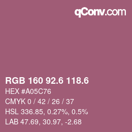 カラーコード: RGB 160 92.6 118.6 | qconv.com