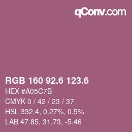 カラーコード: RGB 160 92.6 123.6 | qconv.com