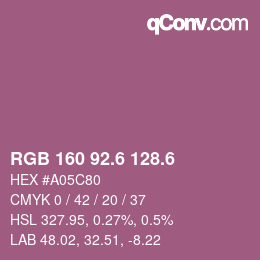 カラーコード: RGB 160 92.6 128.6 | qconv.com