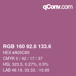 カラーコード: RGB 160 92.6 133.6 | qconv.com