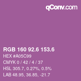 カラーコード: RGB 160 92.6 153.6 | qconv.com