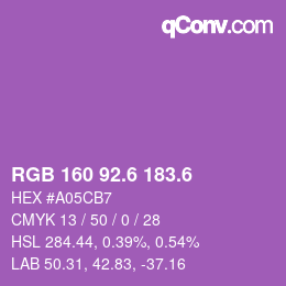 カラーコード: RGB 160 92.6 183.6 | qconv.com