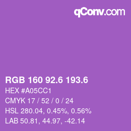 カラーコード: RGB 160 92.6 193.6 | qconv.com