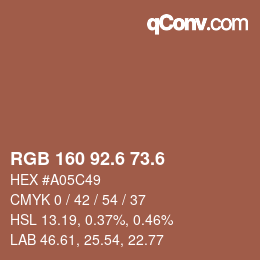 カラーコード: RGB 160 92.6 73.6 | qconv.com