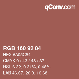 Farbcode: RGB 160 92 84 | qconv.com