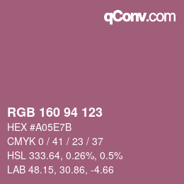 颜色代码: RGB 160 94 123 | qconv.com