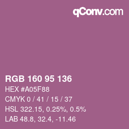 Color code: RGB 160 95 136 | qconv.com