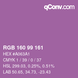 カラーコード: RGB 160 99 161 | qconv.com