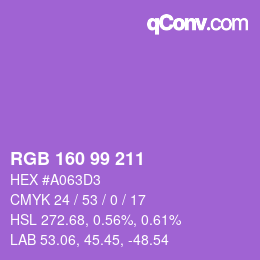 Color code: RGB 160 99 211 | qconv.com