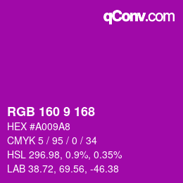 Color code: RGB 160 9 168 | qconv.com