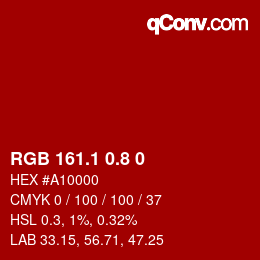 Color code: RGB 161.1 0.8 0 | qconv.com