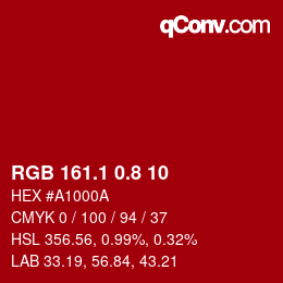 カラーコード: RGB 161.1 0.8 10 | qconv.com