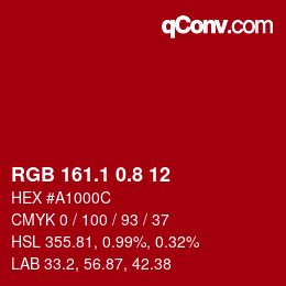 カラーコード: RGB 161.1 0.8 12 | qconv.com