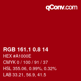 カラーコード: RGB 161.1 0.8 14 | qconv.com