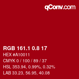 カラーコード: RGB 161.1 0.8 17 | qconv.com