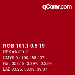 カラーコード: RGB 161.1 0.8 19 | qconv.com