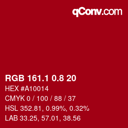 カラーコード: RGB 161.1 0.8 20 | qconv.com