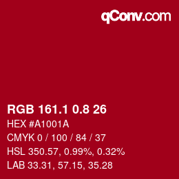 カラーコード: RGB 161.1 0.8 26 | qconv.com