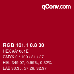 カラーコード: RGB 161.1 0.8 30 | qconv.com