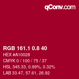 カラーコード: RGB 161.1 0.8 40 | qconv.com