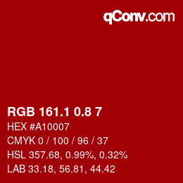 カラーコード: RGB 161.1 0.8 7 | qconv.com