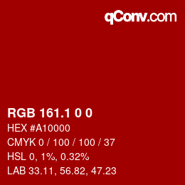 カラーコード: RGB 161.1 0 0 | qconv.com