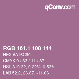 カラーコード: RGB 161.1 108 144 | qconv.com