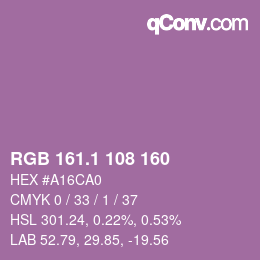 カラーコード: RGB 161.1 108 160 | qconv.com