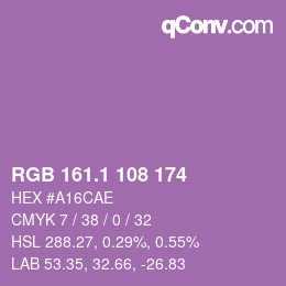 カラーコード: RGB 161.1 108 174 | qconv.com