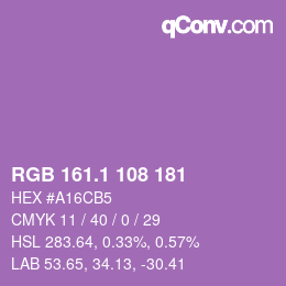 カラーコード: RGB 161.1 108 181 | qconv.com