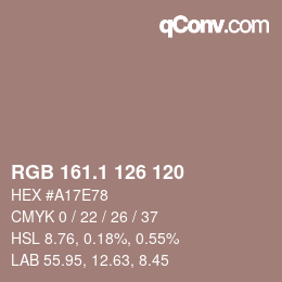 カラーコード: RGB 161.1 126 120 | qconv.com