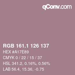 カラーコード: RGB 161.1 126 137 | qconv.com
