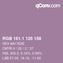 カラーコード: RGB 161.1 126 158 | qconv.com