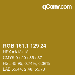 カラーコード: RGB 161.1 129 24 | qconv.com