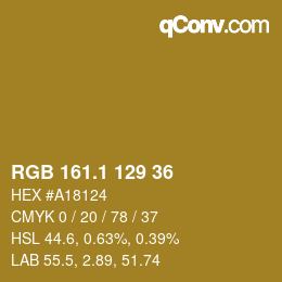 カラーコード: RGB 161.1 129 36 | qconv.com