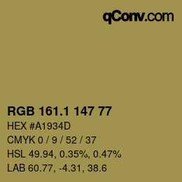 カラーコード: RGB 161.1 147 77 | qconv.com