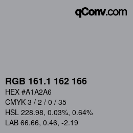 Color code: RGB 161.1 162 166 | qconv.com