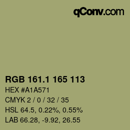 カラーコード: RGB 161.1 165 113 | qconv.com