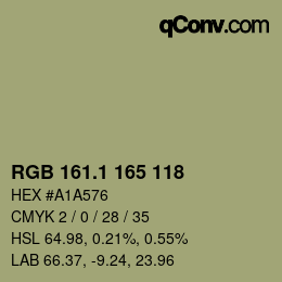 カラーコード: RGB 161.1 165 118 | qconv.com