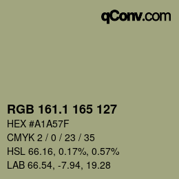 Color code: RGB 161.1 165 127 | qconv.com