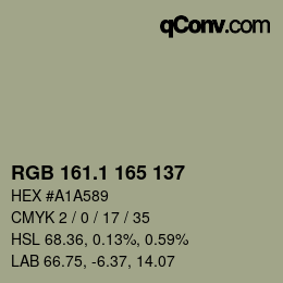 Color code: RGB 161.1 165 137 | qconv.com