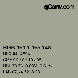 カラーコード: RGB 161.1 165 148 | qconv.com