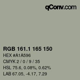 カラーコード: RGB 161.1 165 150 | qconv.com